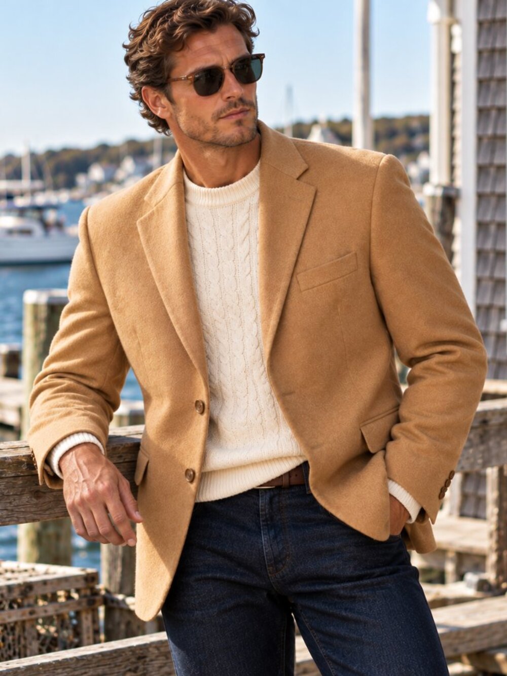 Lauren Ralph Lauren 100% Camel Hair Blazer Men 44S Tan Sport Coat